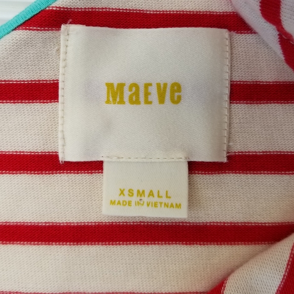 Anthropologie NEW Maeve Market Red Cream Stripe Dress Size XS Casual - Picture 8 of 9